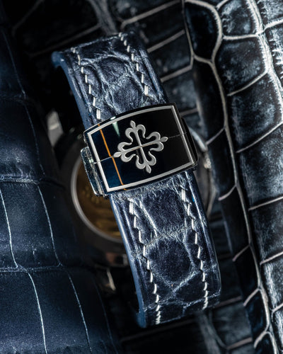 Bespoke Watch Strap in Metallic Black Crocodile