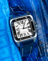 Bespoke Watch Strap in Tie Dye Blue Crocodile