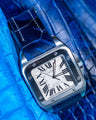 Bespoke Watch Strap in Tie Dye Blue Crocodile