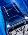Bespoke Watch Strap in Tie Dye Blue Crocodile