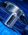 Bespoke Watch Strap in Tie Dye Blue Crocodile