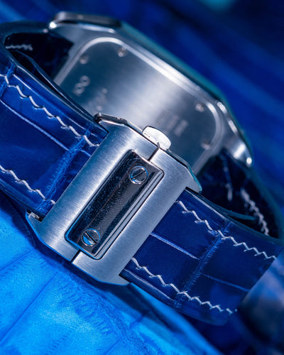 Bespoke Watch Strap in Tie Dye Blue Crocodile