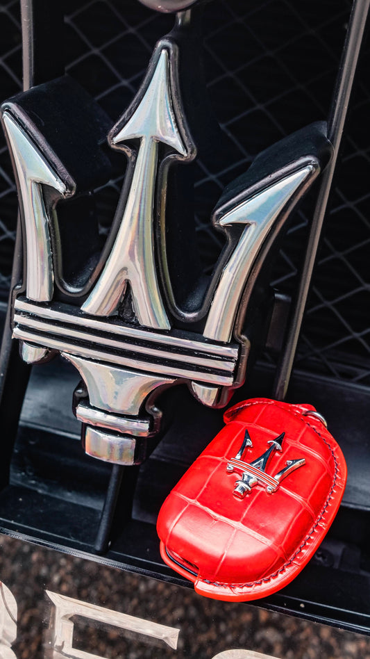Bespoke Key Fob Cover in Ferrari Red Crocodile