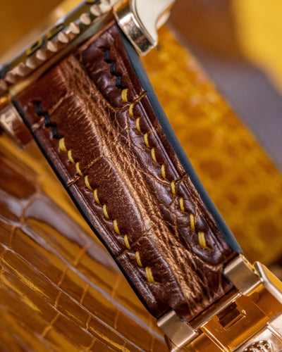 Bespoke Watch Strap in Gold Brown Crocodile