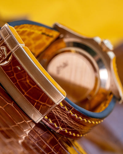 Bespoke Watch Strap in Gold Brown Crocodile