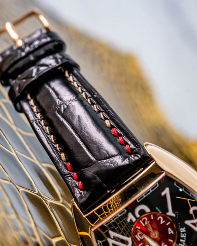 Bespoke Watch Strap in Black Crocodile