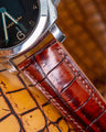 Bespoke Watch Strap in 2 Tone Dark Brown Crocodile