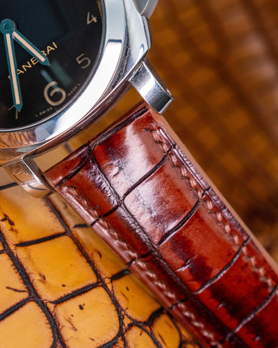 Bespoke Watch Strap in 2 Tone Dark Brown Crocodile