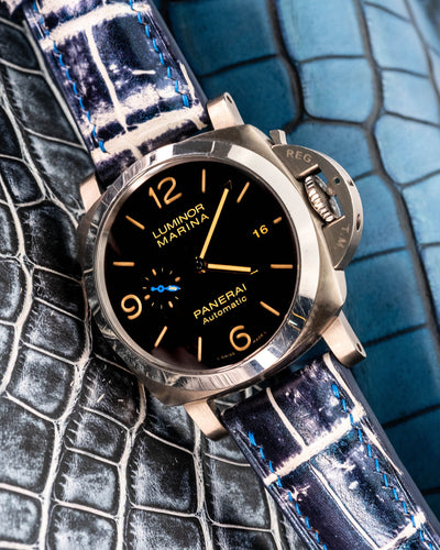 Bespoke Watch Strap in Tainted Blue Snowflake Crocodile