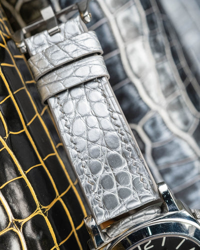 Bespoke Watch Strap in Metallic Silver Alligator