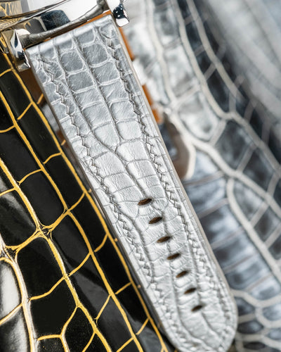 Bespoke Watch Strap in Metallic Silver Alligator