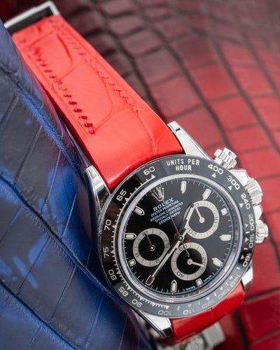 Bespoke Watch Strap in Ferrari Red Crocodile