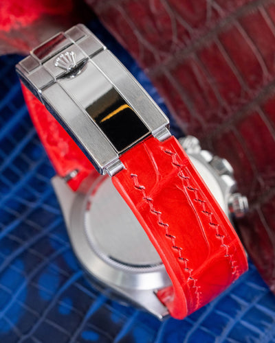 Bespoke Watch Strap in Ferrari Red Crocodile