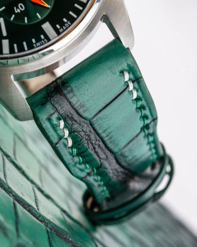 Bespoke Watch Strap in Ombre Green Crocodile