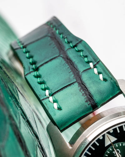 Bespoke Watch Strap in Ombre Green Crocodile