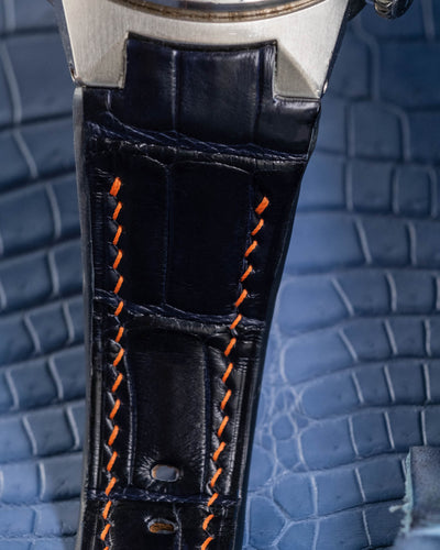 Bespoke Watch Strap in Navy Blue Crocodile