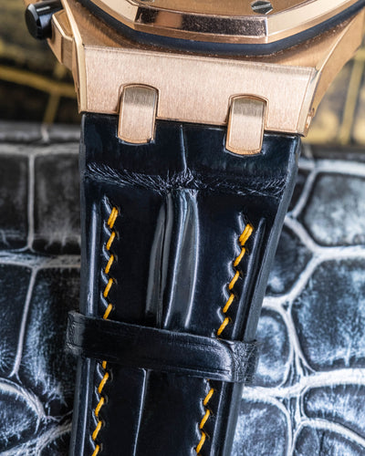 Bespoke Watch Strap in Jet Black Crocodile