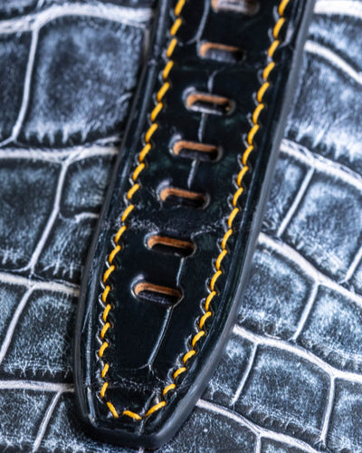 Bespoke Watch Strap in Jet Black Crocodile