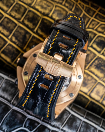 Bespoke Watch Strap in Jet Black Crocodile