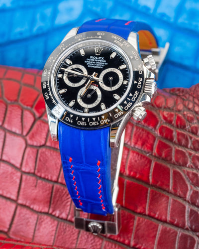 Bespoke Watch Strap in Electric Blue Crocodile