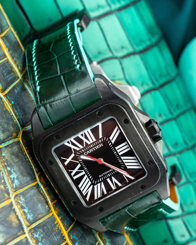 Bespoke Watch Strap in Hunter Green Crocodile