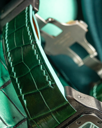 Bespoke Watch Strap in Hunter Green Crocodile