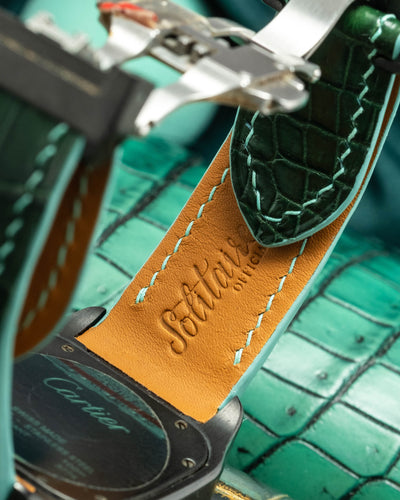 Bespoke Watch Strap in Hunter Green Crocodile