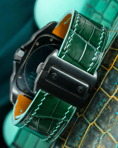 Bespoke Watch Strap in Hunter Green Crocodile