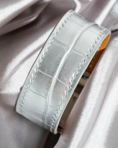 Bespoke Watch Strap in Metallic Silver Alligator