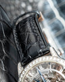 Bespoke Watch Strap in Black Circular Grains Alligator