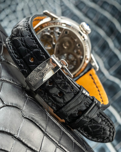 Bespoke Watch Strap in Black Circular Grains Alligator