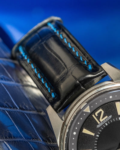 Bespoke Watch Strap In Black Crocodile