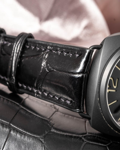 Bespoke Watch Strap in Jet Black Crocodile
