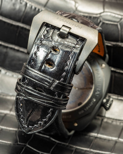 Bespoke Watch Strap in Jet Black Crocodile