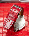 Bespoke Watch Strap in Ferrari Red Crocodile