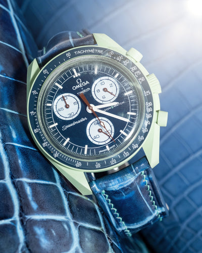 Bespoke Watch Strap in Pearl Blue Crocodile