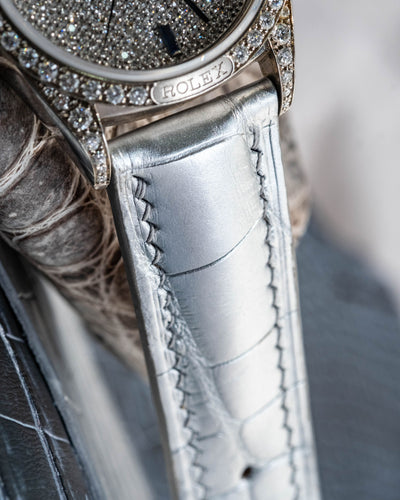 Bespoke Watch Strap in Metallic Silver Alligator