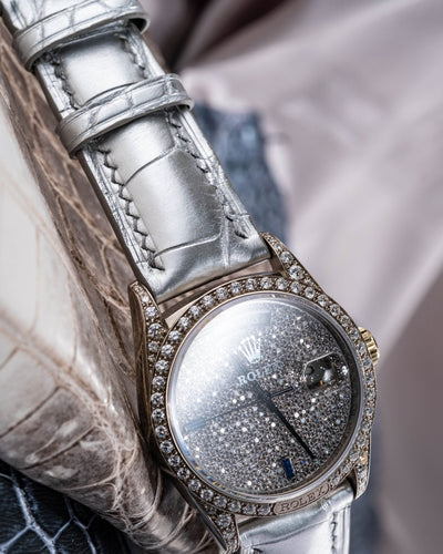 Bespoke Watch Strap in Metallic Silver Alligator