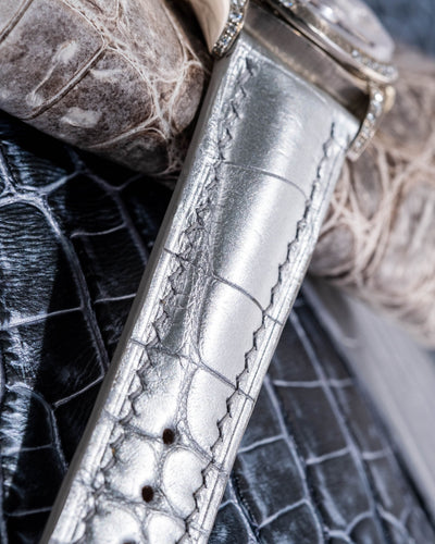 Bespoke Watch Strap in Metallic Silver Alligator