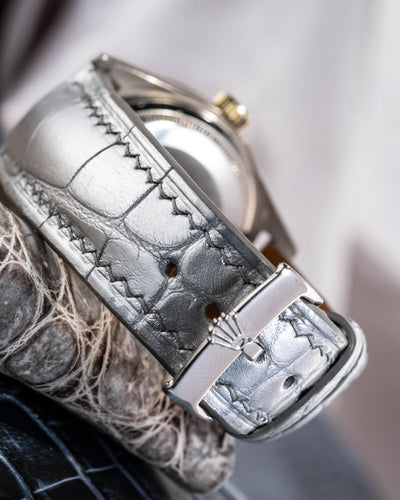Bespoke Watch Strap in Metallic Silver Alligator