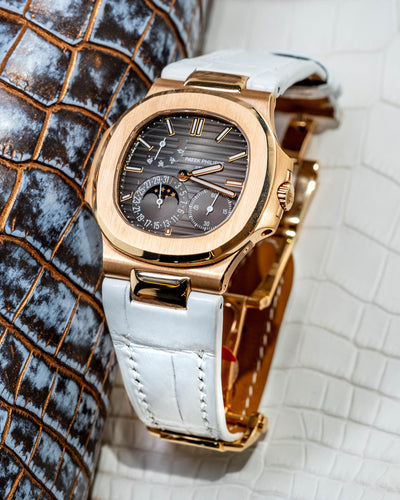 Bespoke Watch Strap in White Crocodile