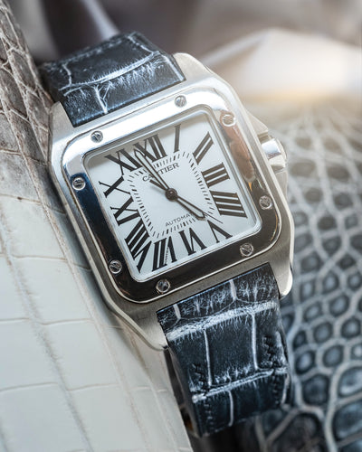 Bespoke Watch Strap in Black Silver Alligator