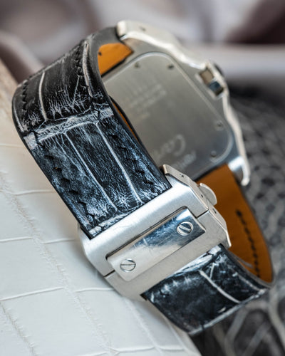Bespoke Watch Strap in Black Silver Alligator