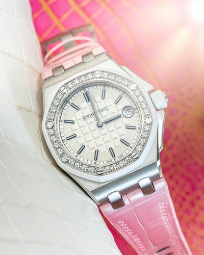 Bespoke Watch Strap in Baby Pink Crocodile