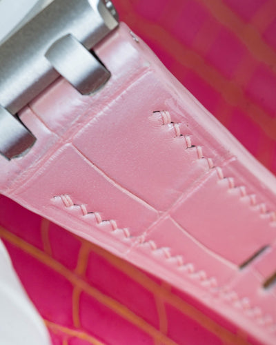 Bespoke Watch Strap in Baby Pink Crocodile