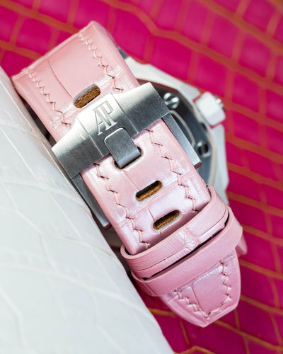 Bespoke Watch Strap in Baby Pink Crocodile