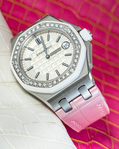 Bespoke Watch Strap in Baby Pink Crocodile