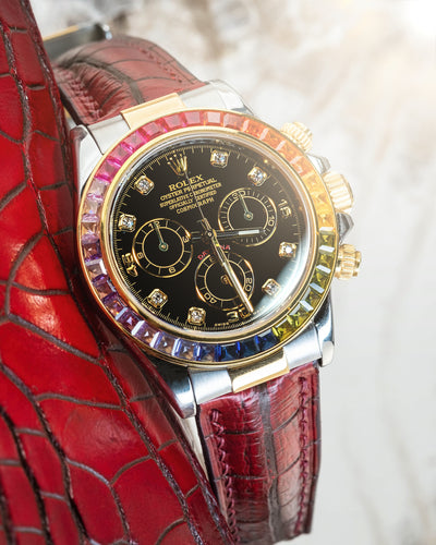 Bespoke Watch Strap in Flame Red Ombre Alligator