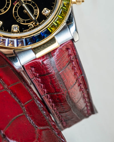 Bespoke Watch Strap in Flame Red Ombre Alligator