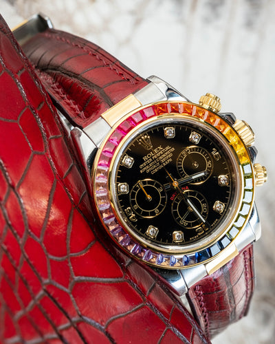 Bespoke Watch Strap in Flame Red Ombre Alligator